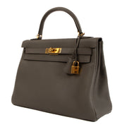 Pre-owned Hermès Kelly 32 Etain Togo on www.laebllov.com
