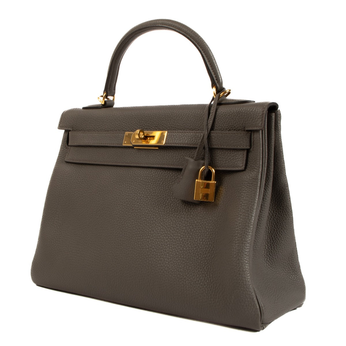 Pre-owned Hermès Kelly 32 Etain Togo on www.laebllov.com