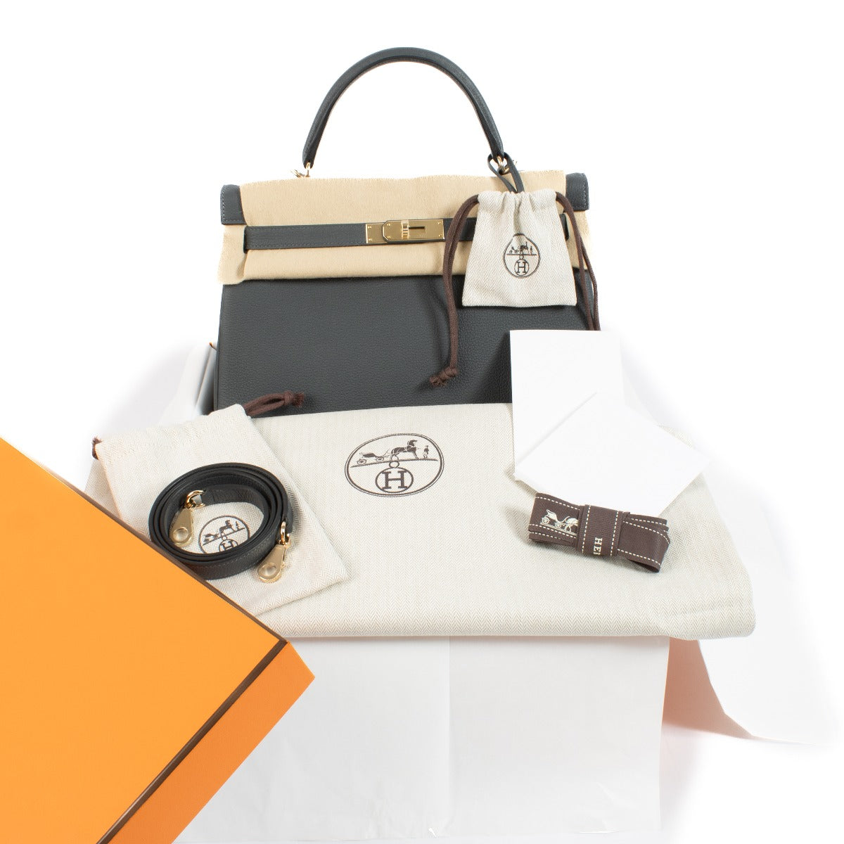 Hermès Kelly 32 Gris Misty Togo GHW