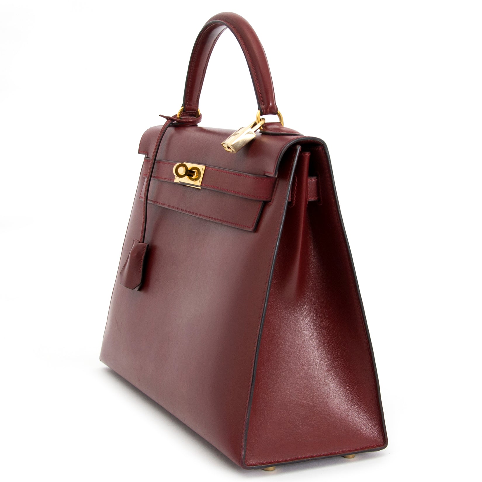 shop safe online your secondhand luxury Hermes Kelly Sellier 32 Bordeaux Box Calf