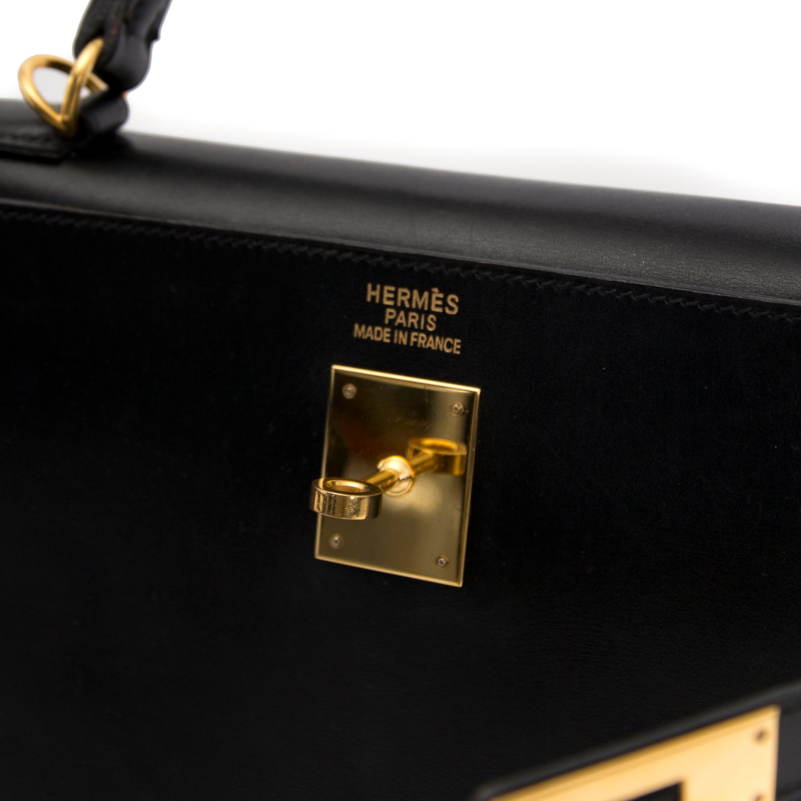 acheter en ligne pour le meilleur prix Hermes Kelly 35 Black Box Calf + strap