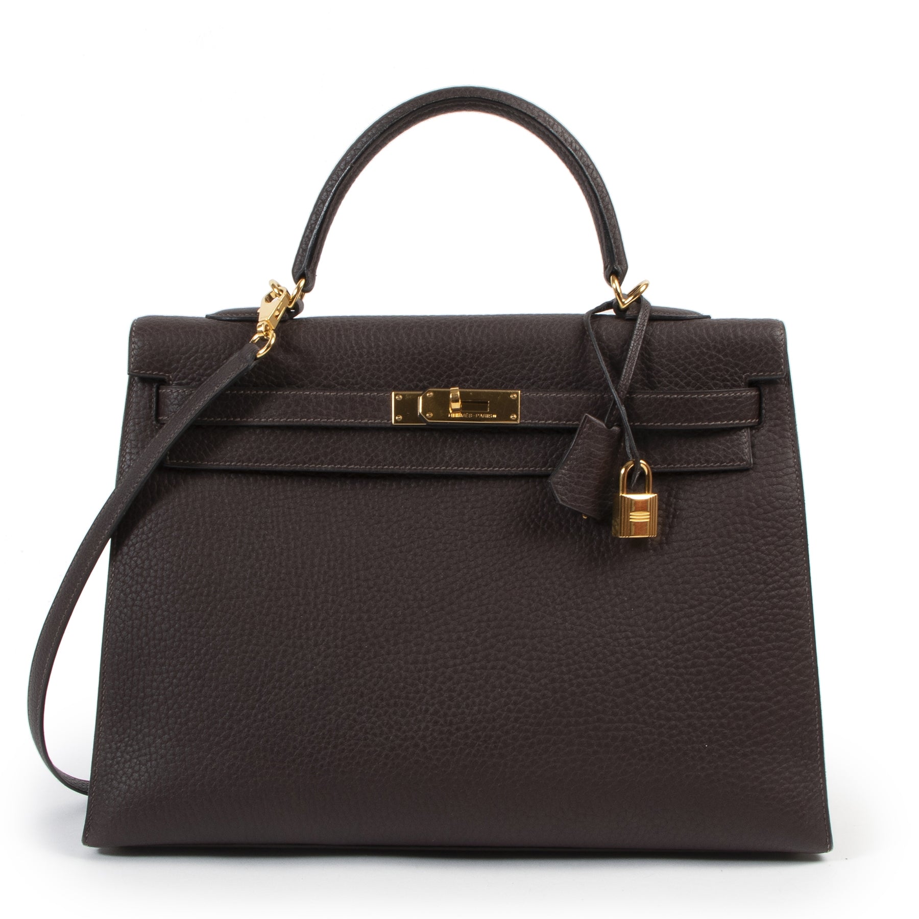 Hermès Kelly 35 Sellier Fjord Marron Fonce GHW