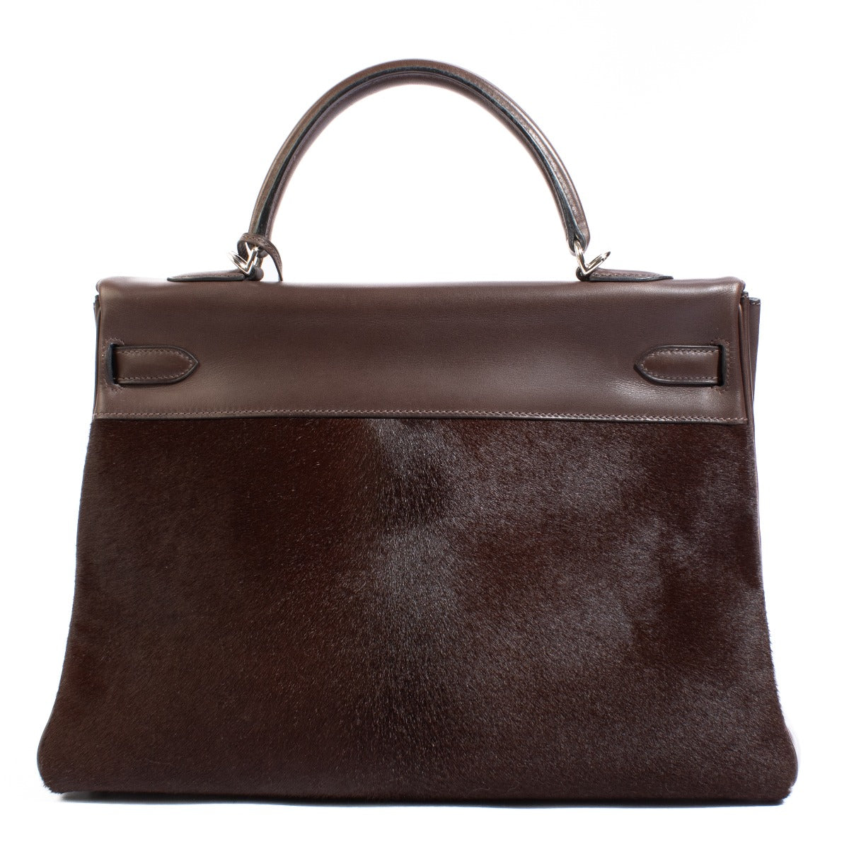 Hermès Kelly 35 Troika Cheveux de poney/veau Evercalf Ebene Métal palladié