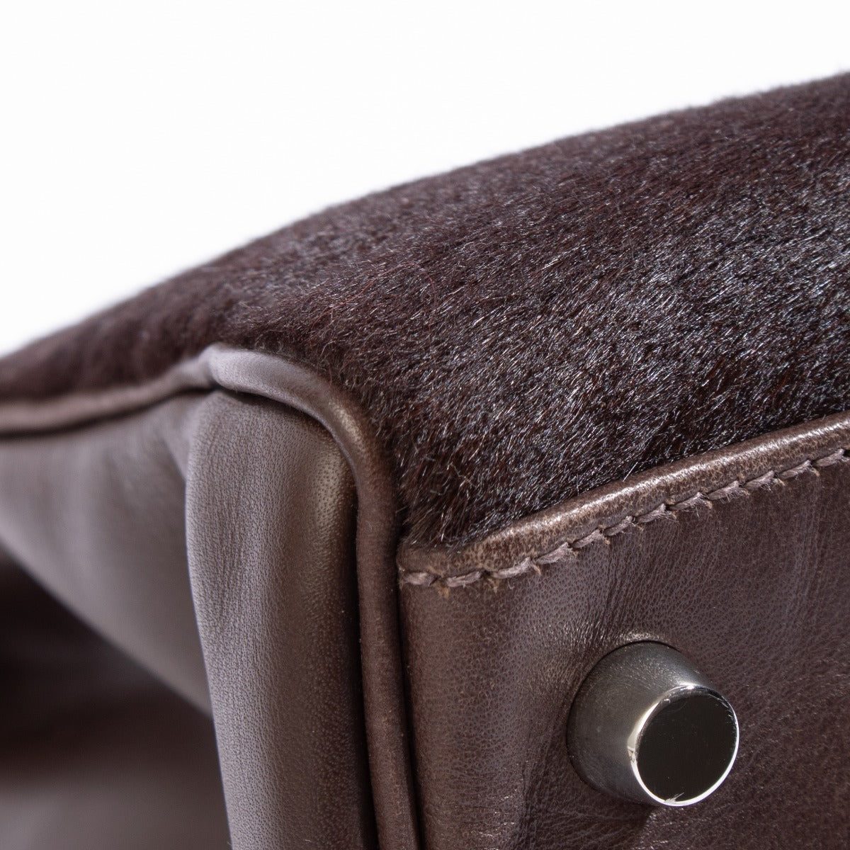 Hermès Kelly 35 Troika Cheveux de poney/veau Evercalf Ebene Métal palladié