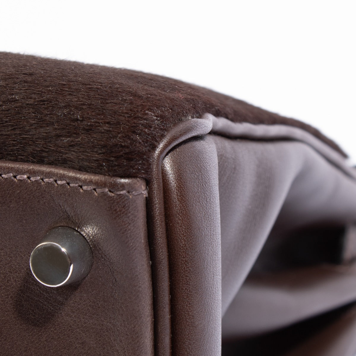 Hermès Kelly 35 Troika Cheveux de poney/veau Evercalf Ebene Métal palladié