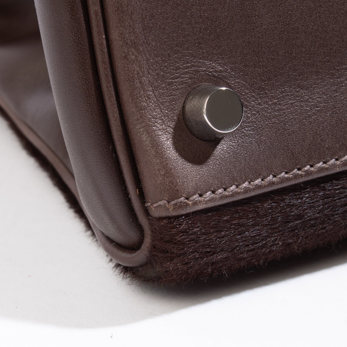 Hermès Kelly 35 Troika Cheveux de poney/veau Evercalf Ebene Métal palladié