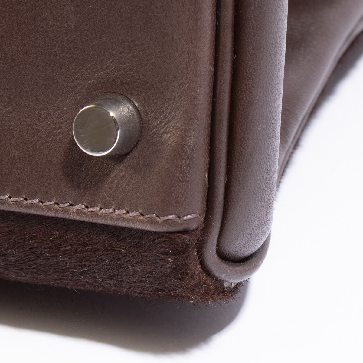 Hermès Kelly 35 Troika Cheveux de poney/veau Evercalf Ebene Métal palladié
