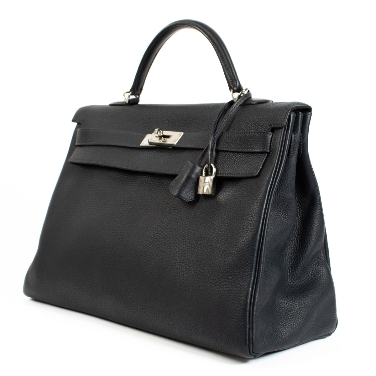 Hermès 2001 Kelly 40 Bleu Nuit Taurillon Clemence Palladium Hardware