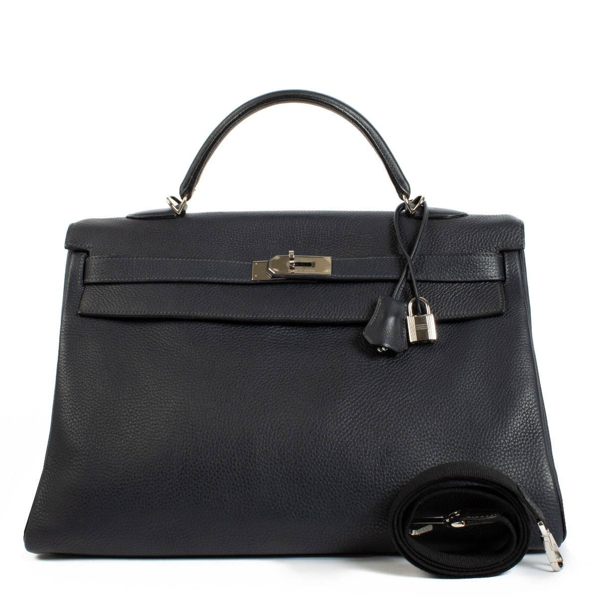Hermès Kelly 40 Bleu Nuit Taurillon Clemence Palladium Hardware
