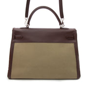 Buy the Hermès Kelly Khaki Brown Canvas PH online or in store at Labellov, worldwide shipping for designer handbags.