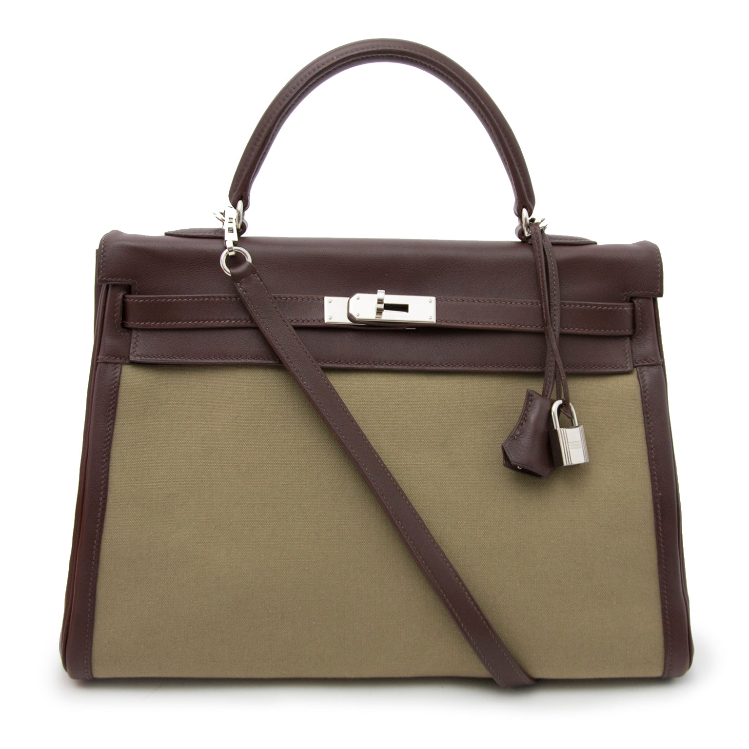 Buy the Hermès 35 Khaki Brown Canvas PH now in Antwerp Belgium or online www.labellov.com, the perfect webshop for all designer bags.