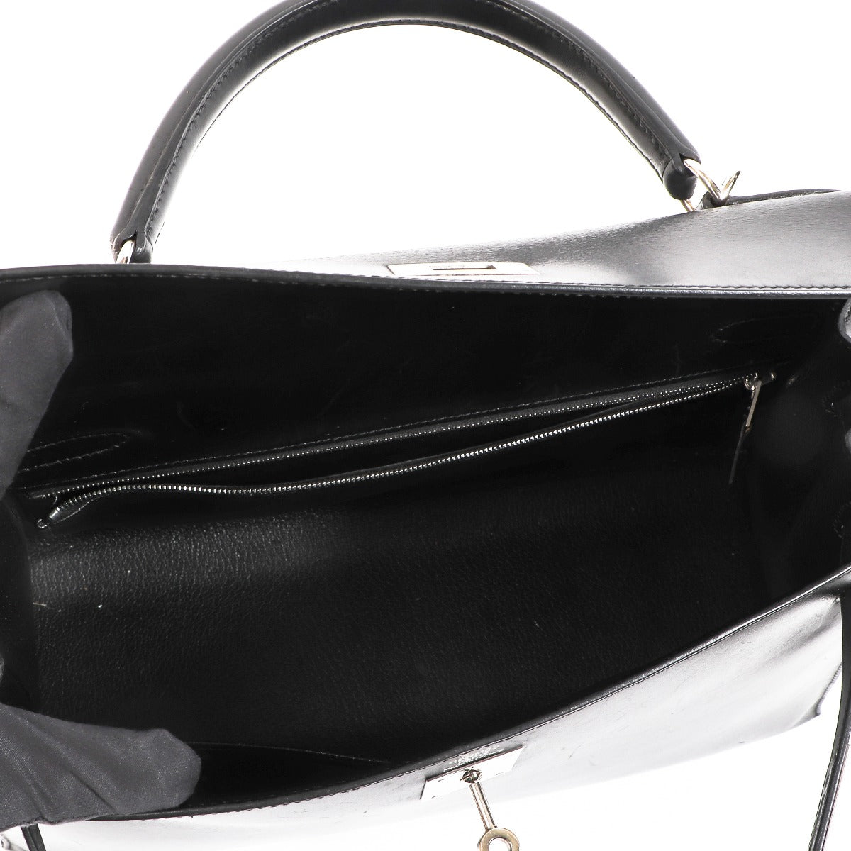 Hermès Kelly 32 Noir Box Bijouterie Palladium