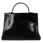 Hermès 1970s Vintage Kelly 35 Black Box