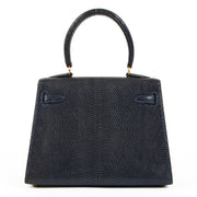 Authentic second hand Hermès Vintage Mini Kelly 20 Bleu Saphir Varanus Salvator Lizard Gold Hardware on www.labellov.com