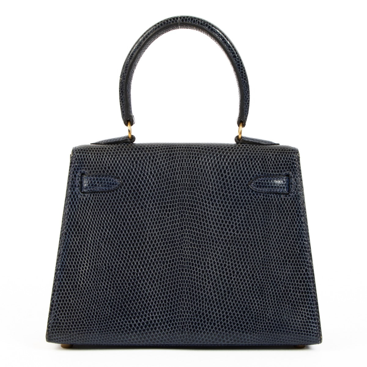 Authentic second hand Hermès Vintage Mini Kelly 20 Bleu Saphir Varanus Salvator Lizard Gold Hardware on www.labellov.com