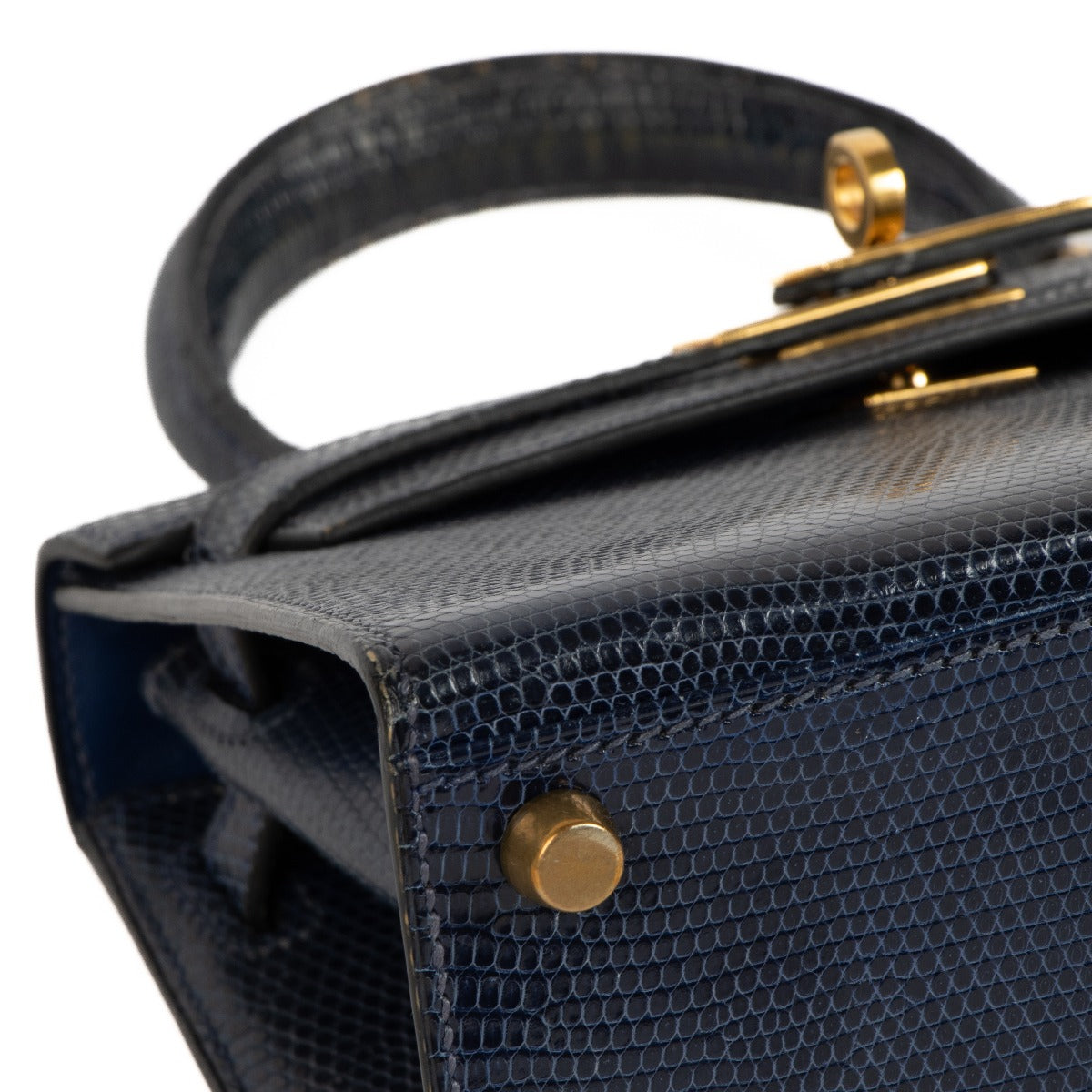 Hermès Vintage Kelly Mini Bleu Saphir Lizard GHW