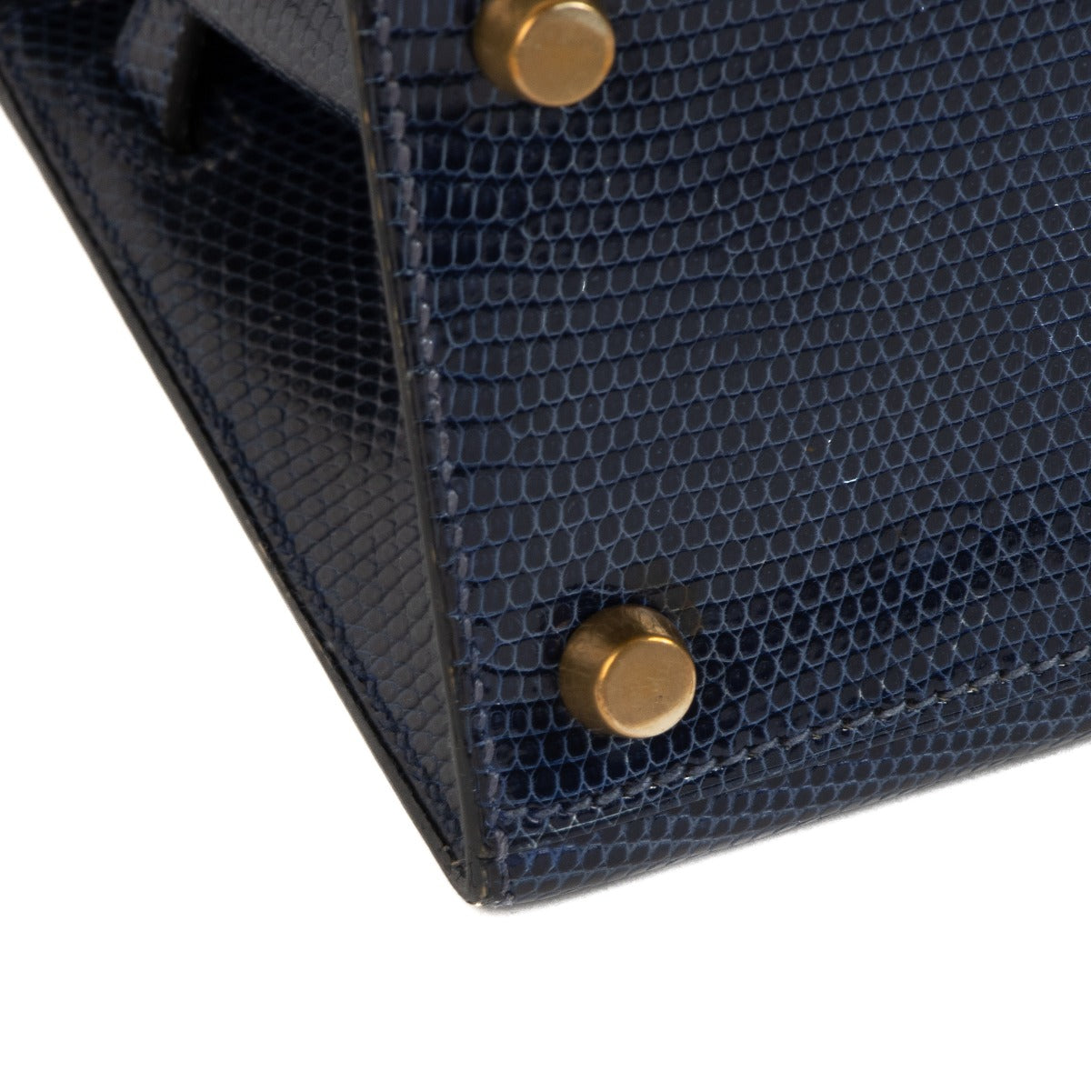 Authentic second hand Hermès Vintage Mini Kelly 20 Bleu Saphir Varanus Salvator Lizard Gold Hardware on www.labellov.com