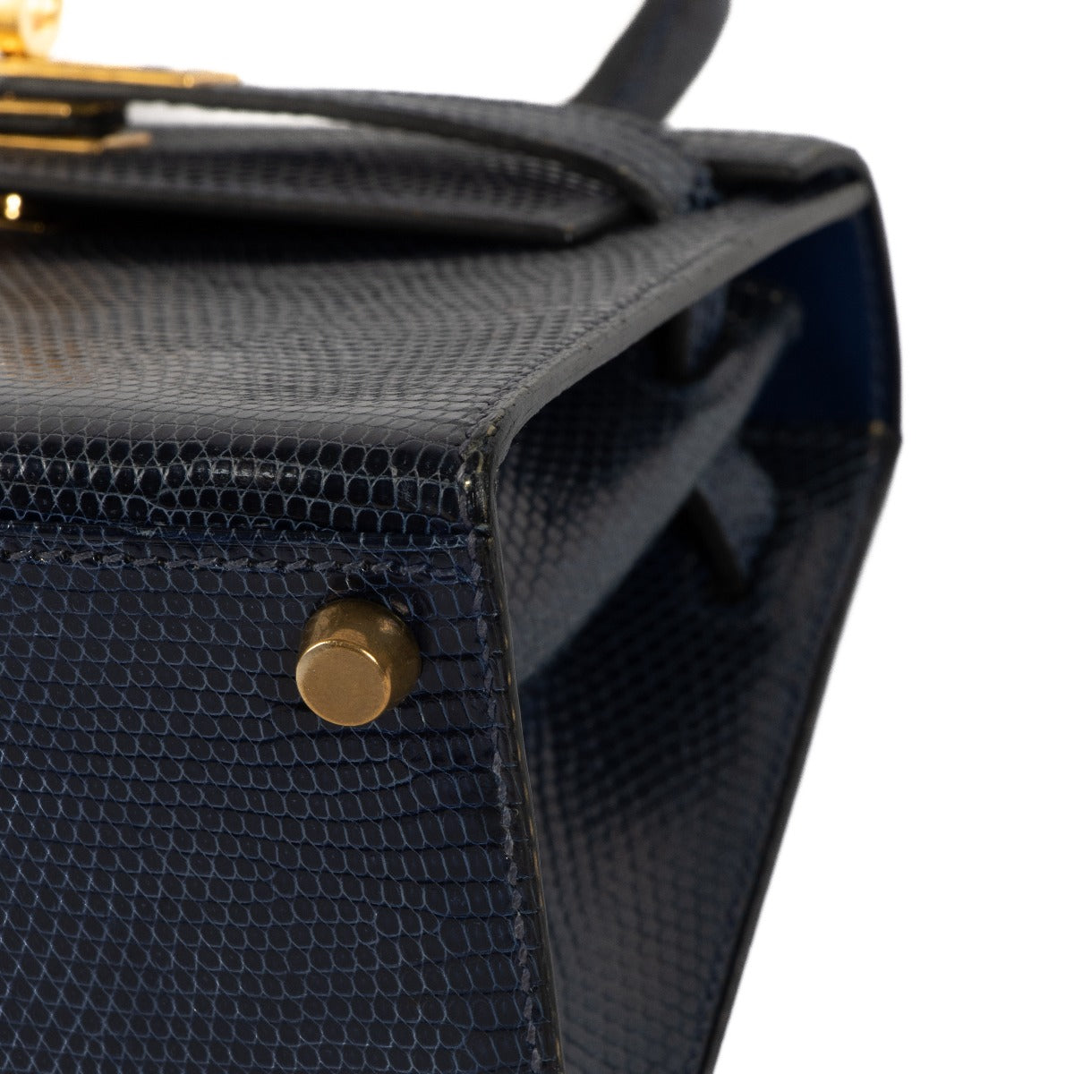 Hermès Vintage Kelly Mini Bleu Saphir Lizard GHW
