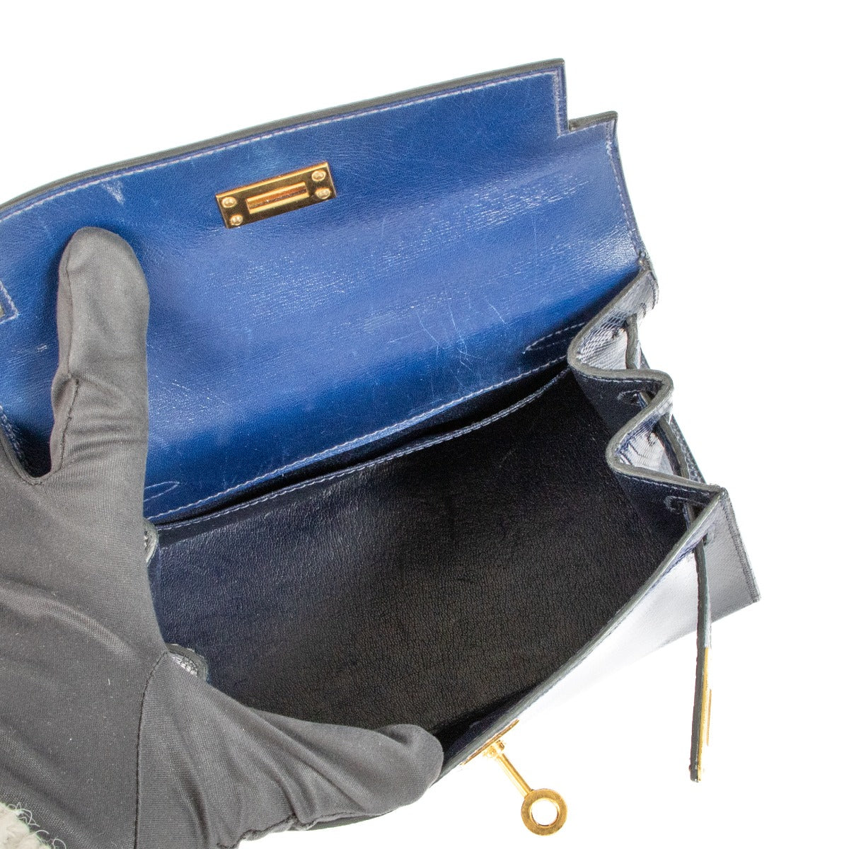 Hermès Vintage Mini Kelly 20 Bleu Saphir Hagedis GHW