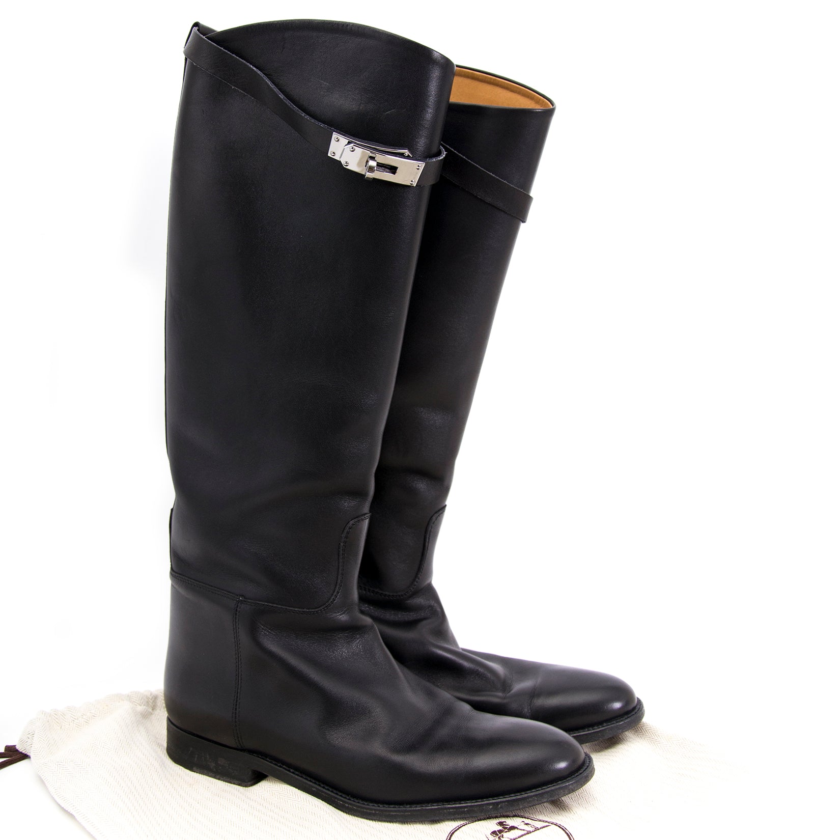 acheter en ligne pour le meilleur prix Hermes Black Leather Kelly Jumping Boots 39