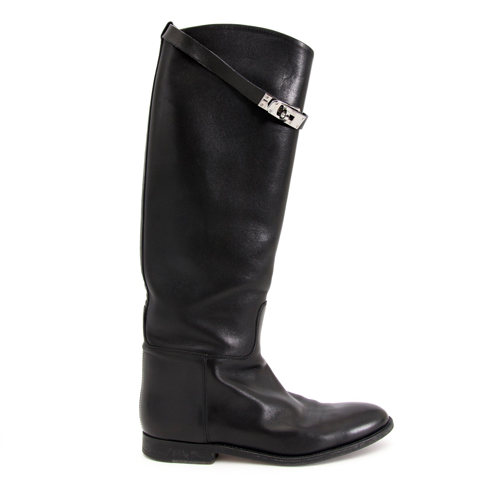 acheter en ligne pour le meilleur prix Hermes Black Leather Kelly Jumping Boots 39