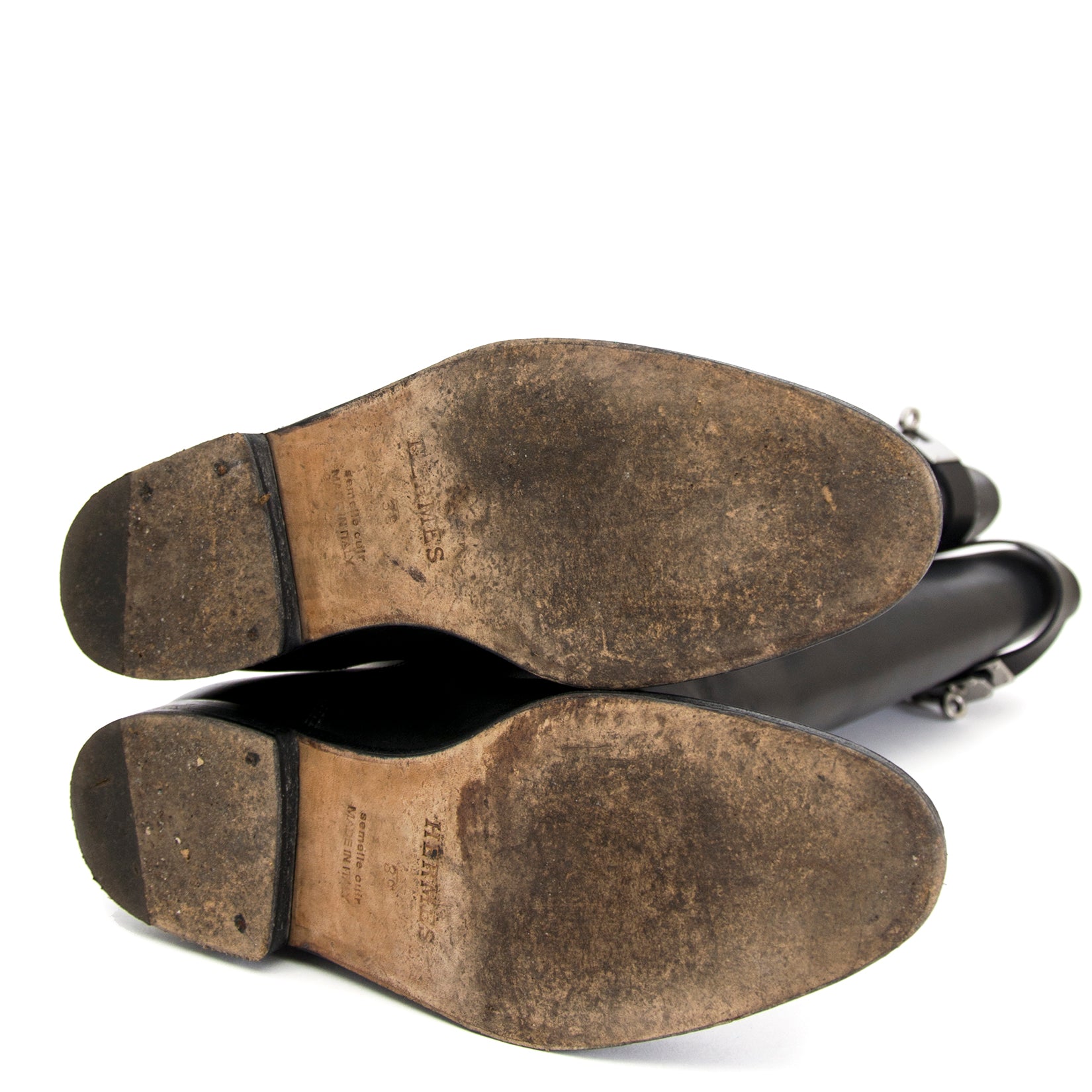 shop online at the beste price your secondhand Hermes Black Leather Kelly Jumping Boots 39