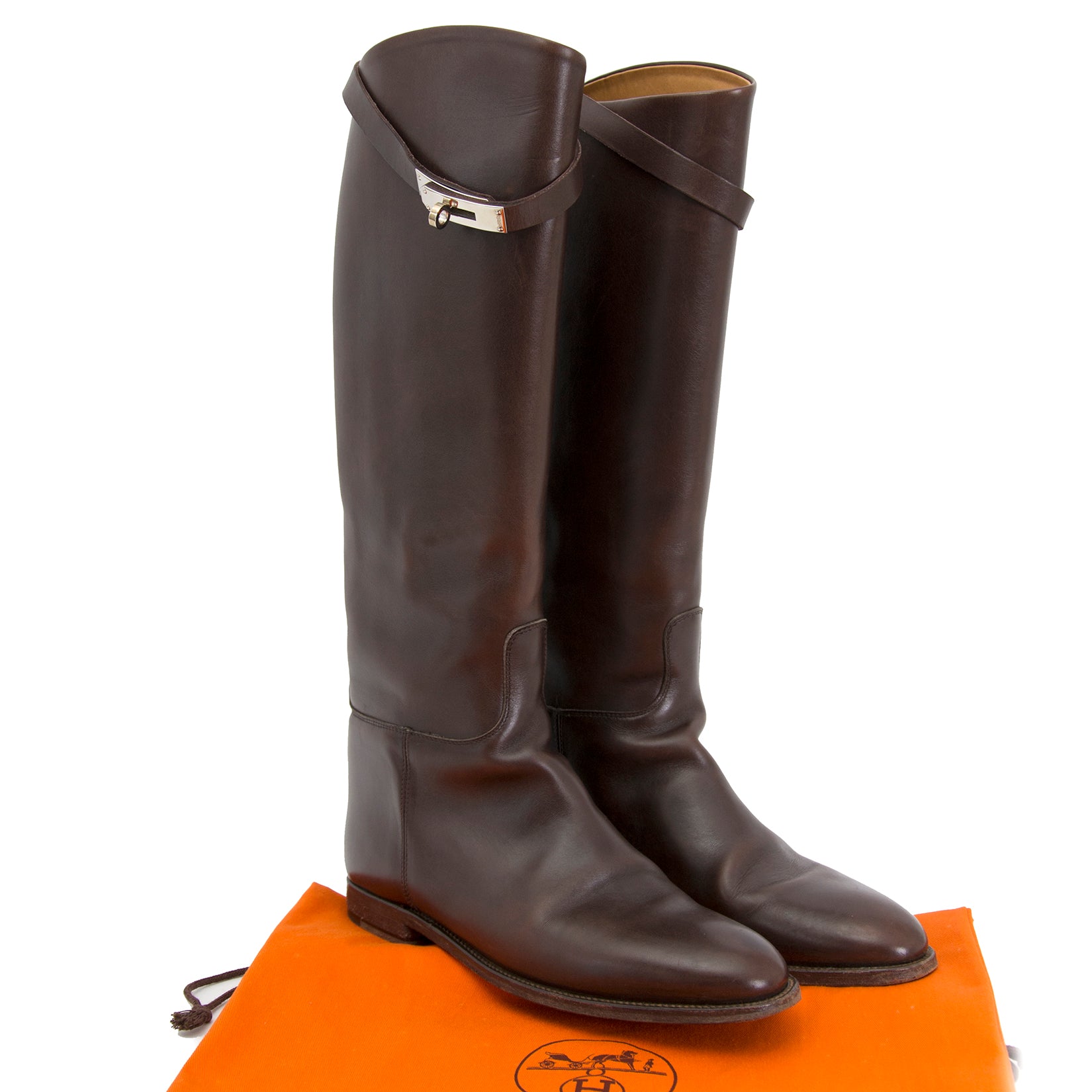 Hermes Brown Leather Kelly Jumping Boots 39 shop safe online at the best price