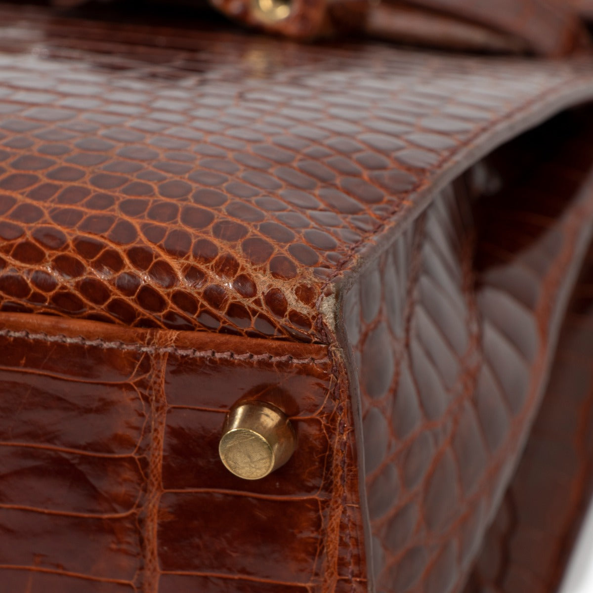 Hermès Vintage Kelly 32 Crocodile Porosus Brillant Miel GHW