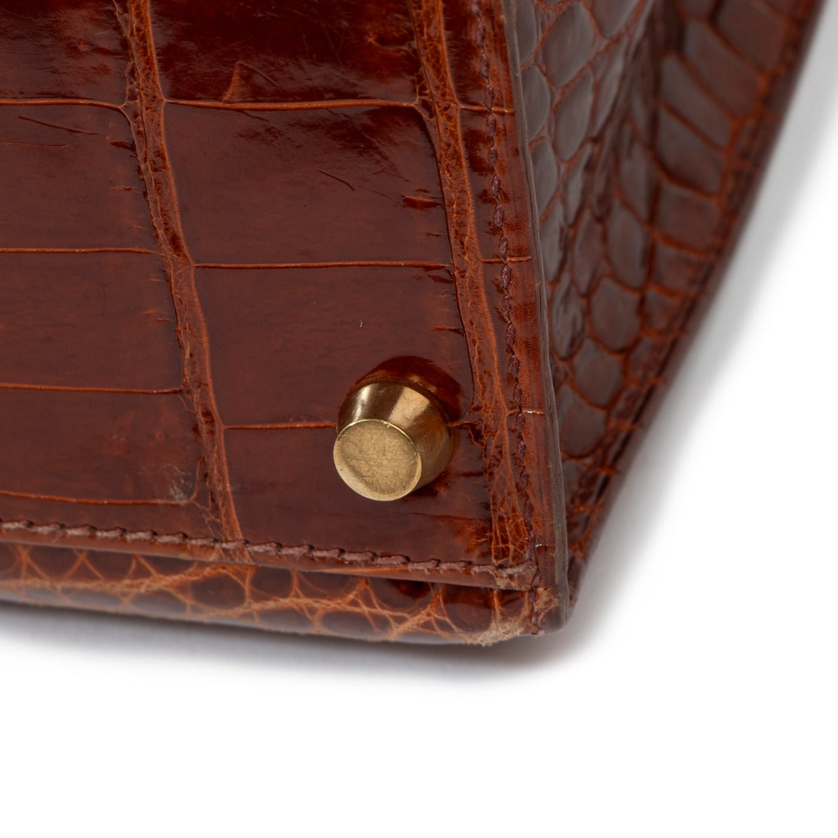 Hermès Vintage Kelly 32 Crocodile Porosus Brillant Miel GHW