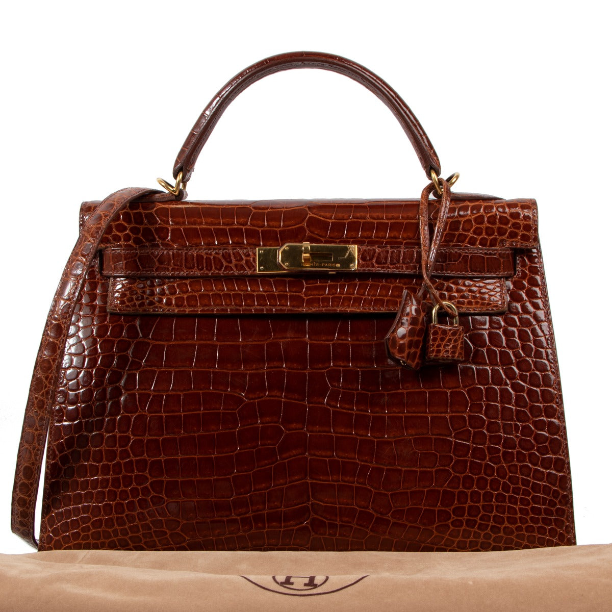 Hermès Kelly 32 Crocodile Porosus Miel Gold Hardware