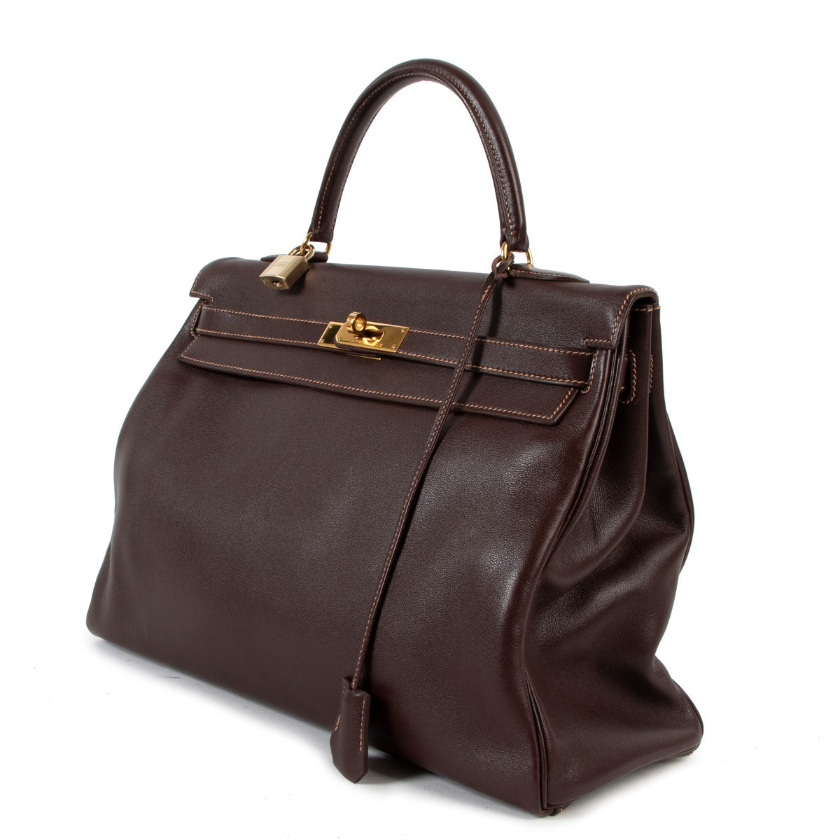 Authentic Second Hand Hermès Kelly 35 Havane Brown Gulliver Swift Gold Hareware At Labellov.com