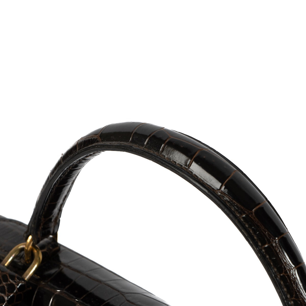 Hermès Vintage Kelly 32 Dark Brown Shiny Porosus Crocodile GHW