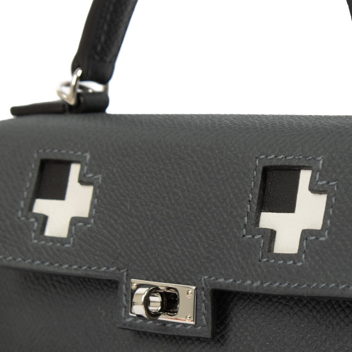 Hermès Kelly Doll Picto Gris Misty/Black/Vert Fizz/Alezan Epsom Palladium Hardware