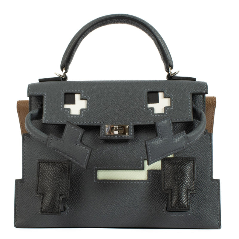 Hermès Kelly Doll Picto Gris Misty/Black/Vert Fizz/Alezan Epsom Palladium Hardware