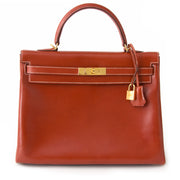 shop safe onlin secondhand Hermès Kelly Brique Box Calf 35 GHW rea real designer luxury vintagae and store fresh