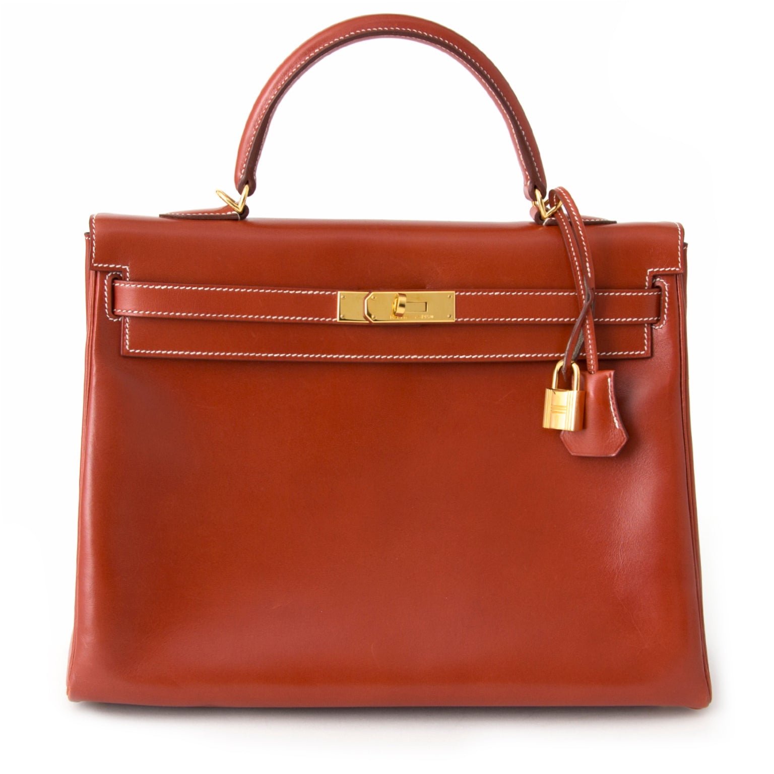 shop safe onlin secondhand Hermès Kelly Brique Box Calf 35 GHW rea real designer luxury vintagae and store fresh