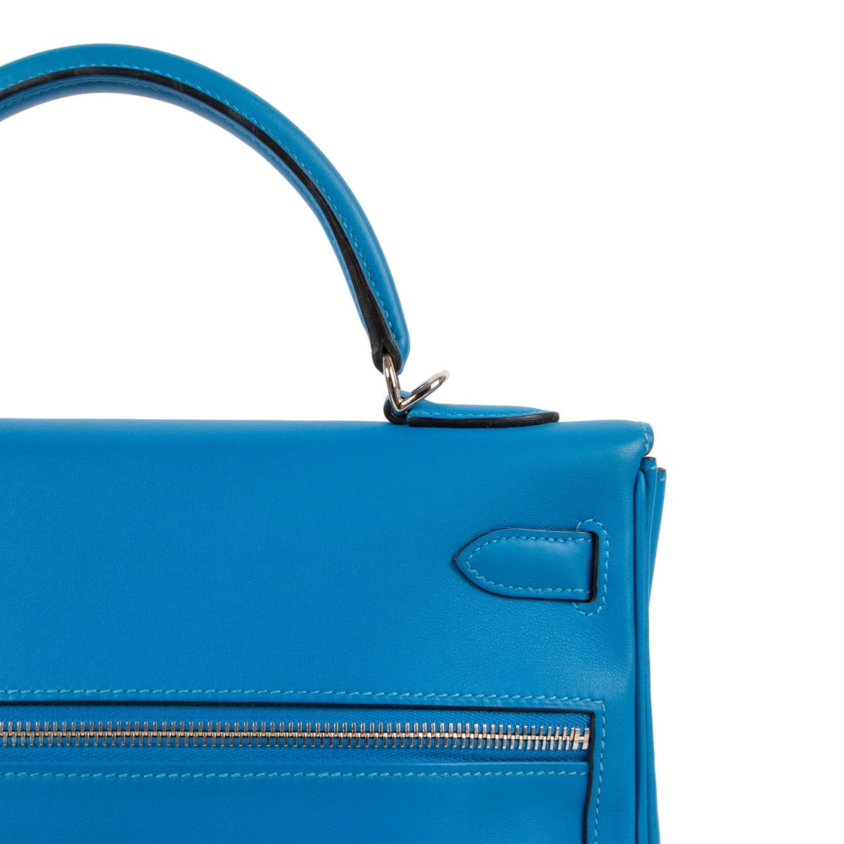 Second hand Hermès HSS Kelly 32 Lakis Bleu Zellige Swift Palladium Hardware at Labellov