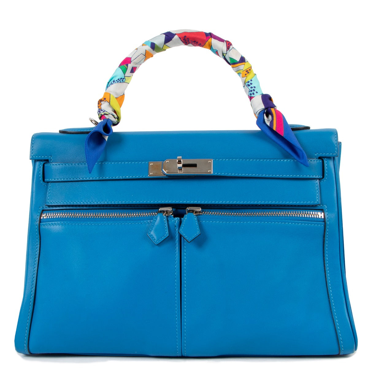 Second hand Hermès HSS Kelly 32 Lakis Bleu Hydra Swift Palladium Hardware