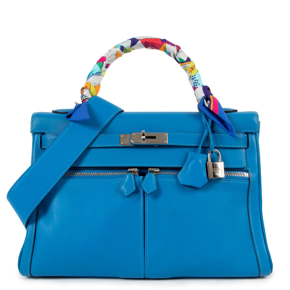 Second hand Hermès HSS Kelly 32 Lakis Bleu Hydra Swift Palladium Hardware