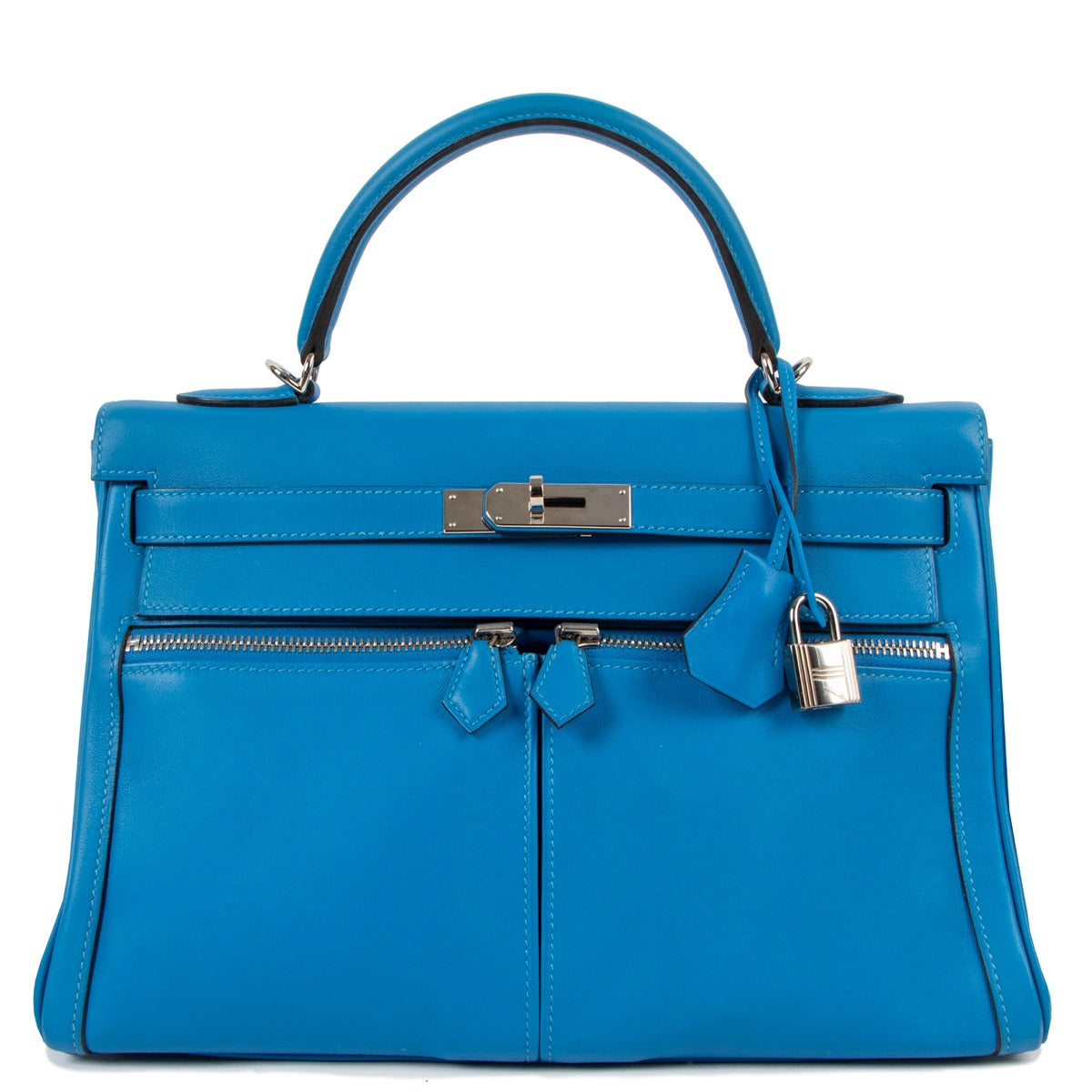 Second hand Hermès HSS Kelly 32 Lakis Bleu Hydra Swift Palladium Hardware