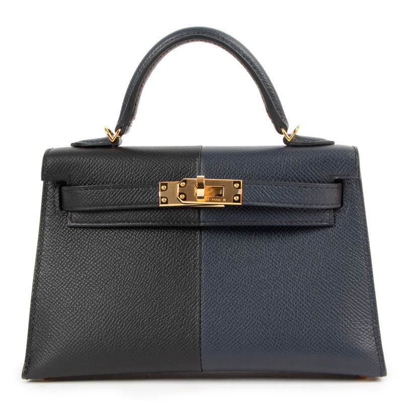 Hermès Kelly 20 Mini II Casaque Indigo/Black/Rouge Grenat Epsom Gold Hardware Limited Edition
