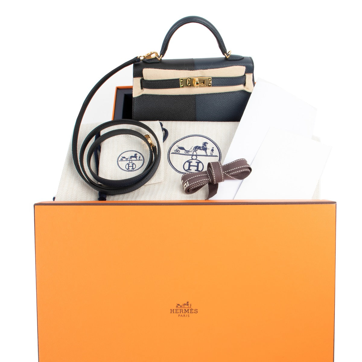 Hermès Kelly 20 Mini II Casaque Indigo/Black/Rouge Grenat Epsom Gold Hardware Limited Edition