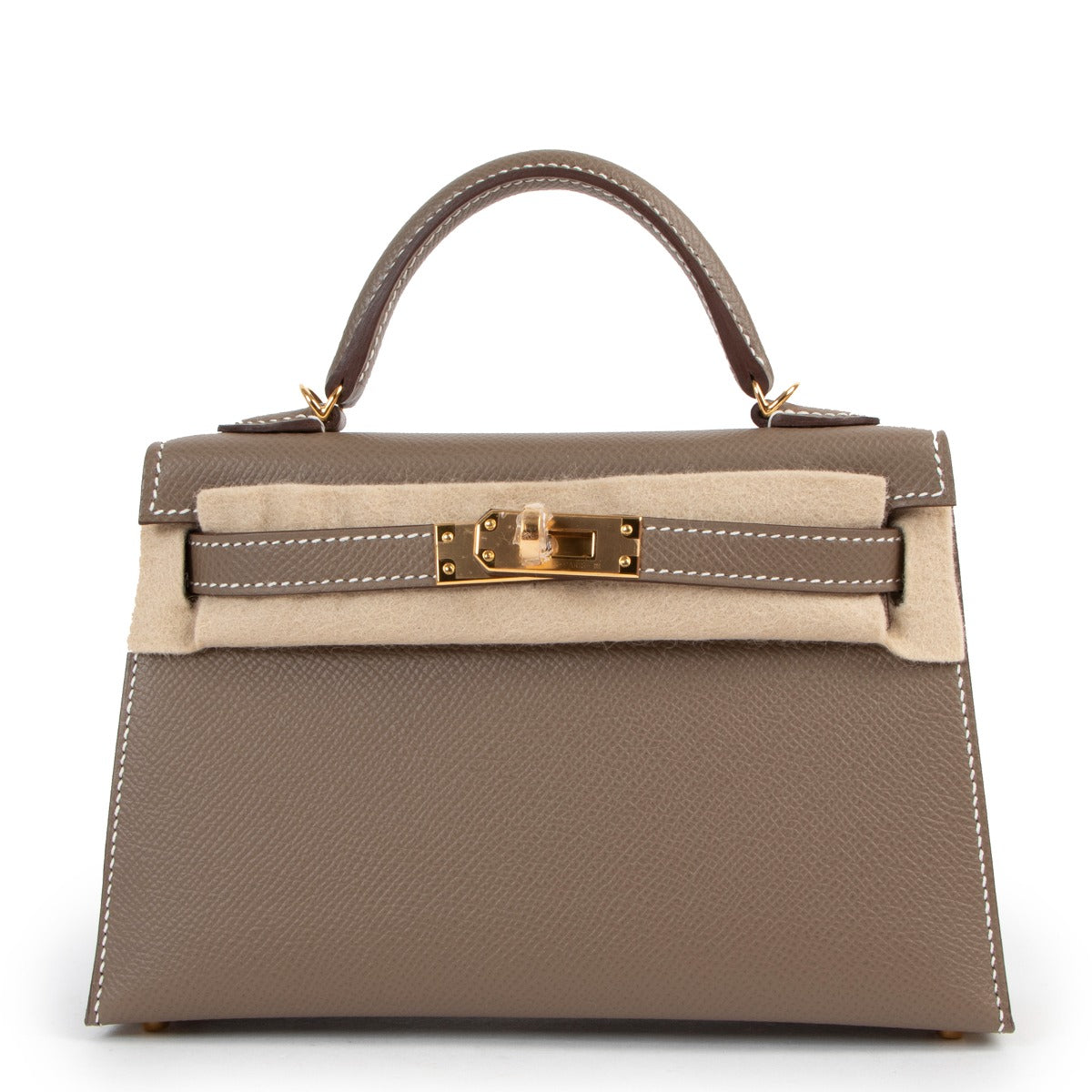 Shop second hand brand new Hermès Kelly Mini II Sellier Etoupe Epsom Gold Hardware at Labellov
