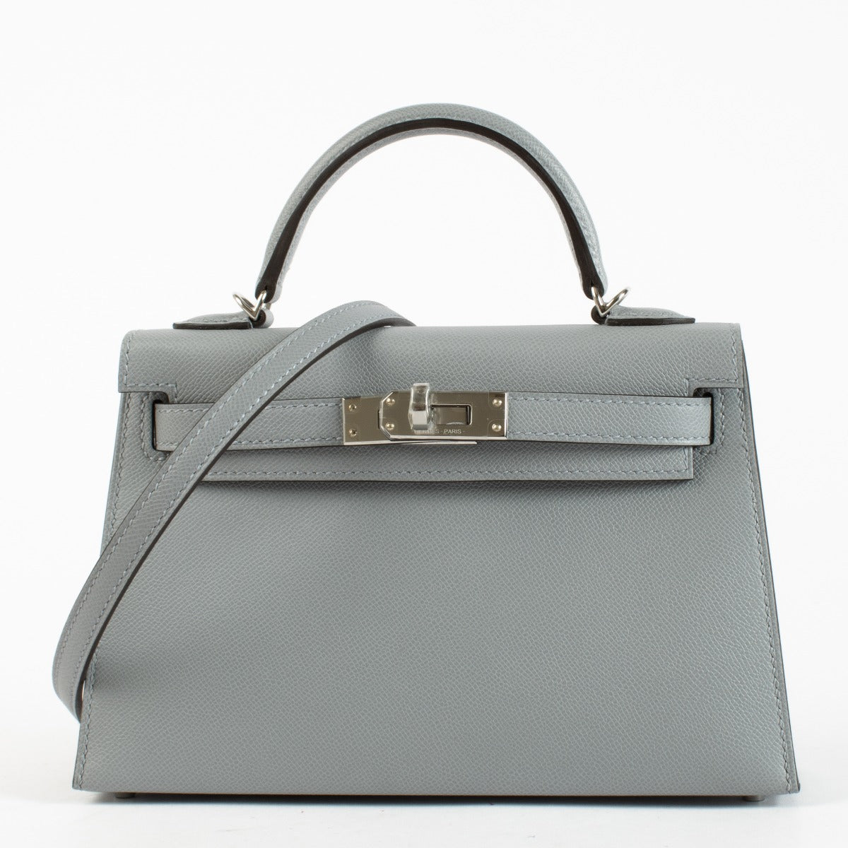 Hermès Kelly Mini II Gris Pantin Madame PHW