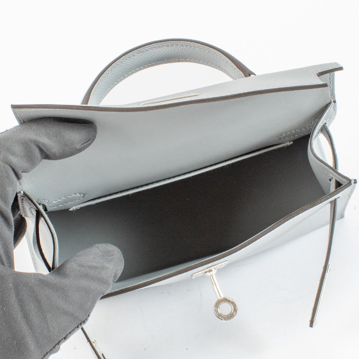 Hermès Kelly Mini II Gris Pantin Madame PHW