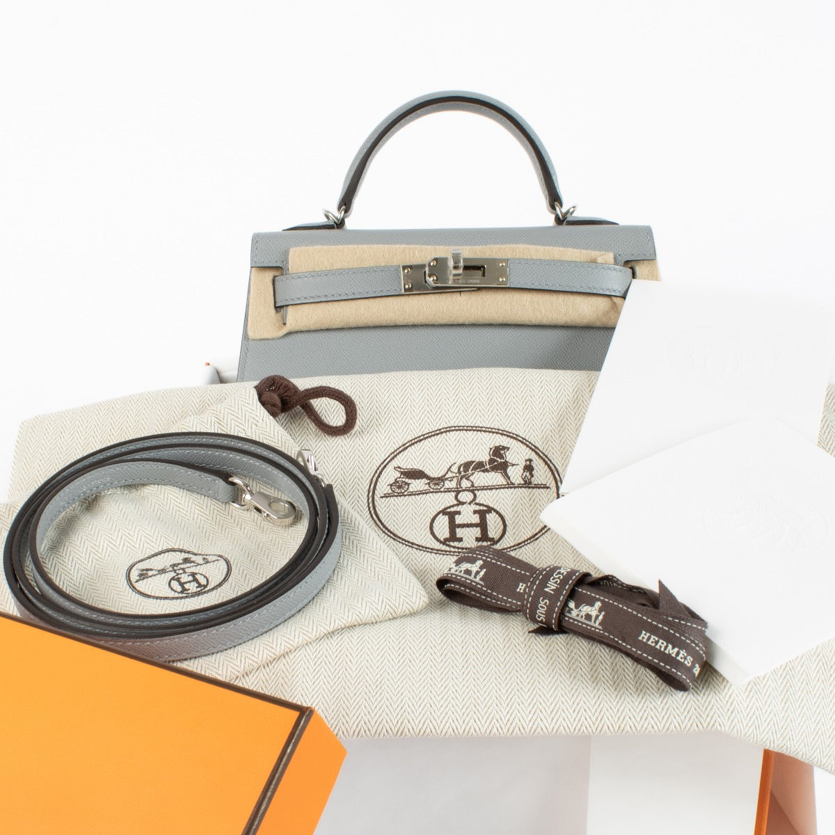 Hermès Kelly Mini II Gris Pantin Madame PHW