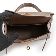 Brand new never used Hermès Kelly Mini 2 Sellier Etoupe Epsom Gold Hardware