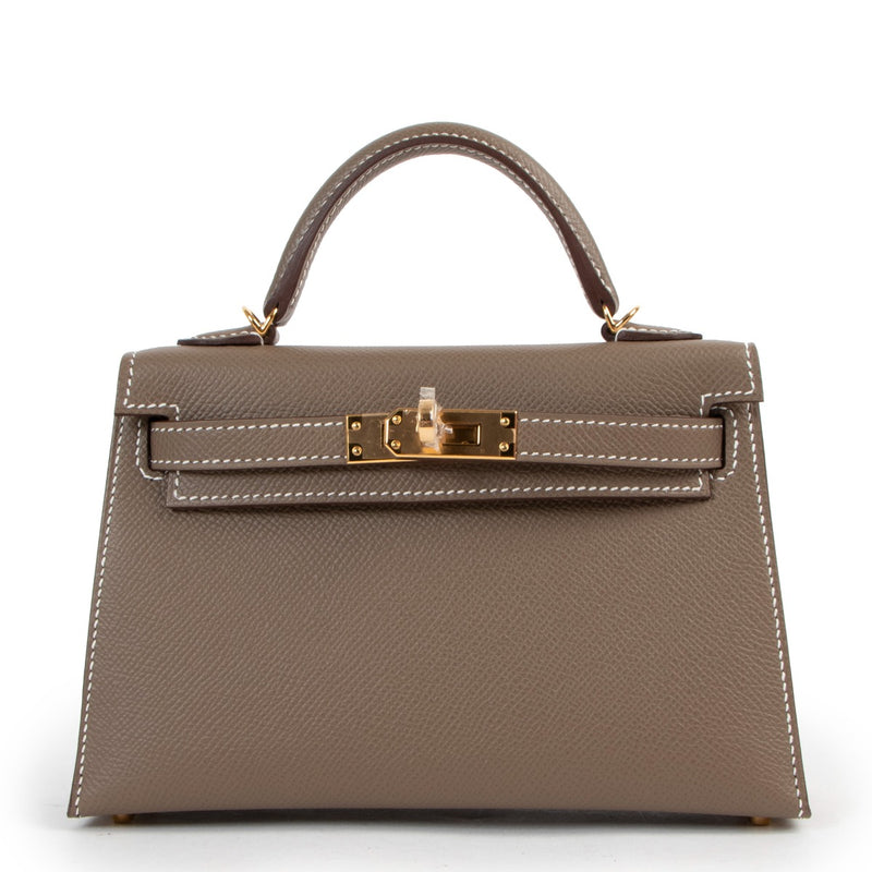 Hermès Kelly Mini II Sellier Etoupe Epsom Gold Hardware