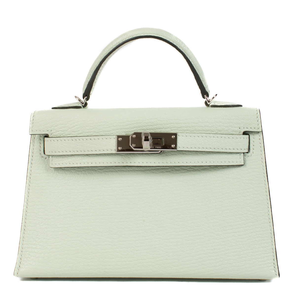 Hermès Kelly Mini II Sellier Chevre Mysore Vert Fizz PHW