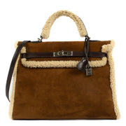 Hermès Kelly Teddy Plush Shearling Palladium Hardware